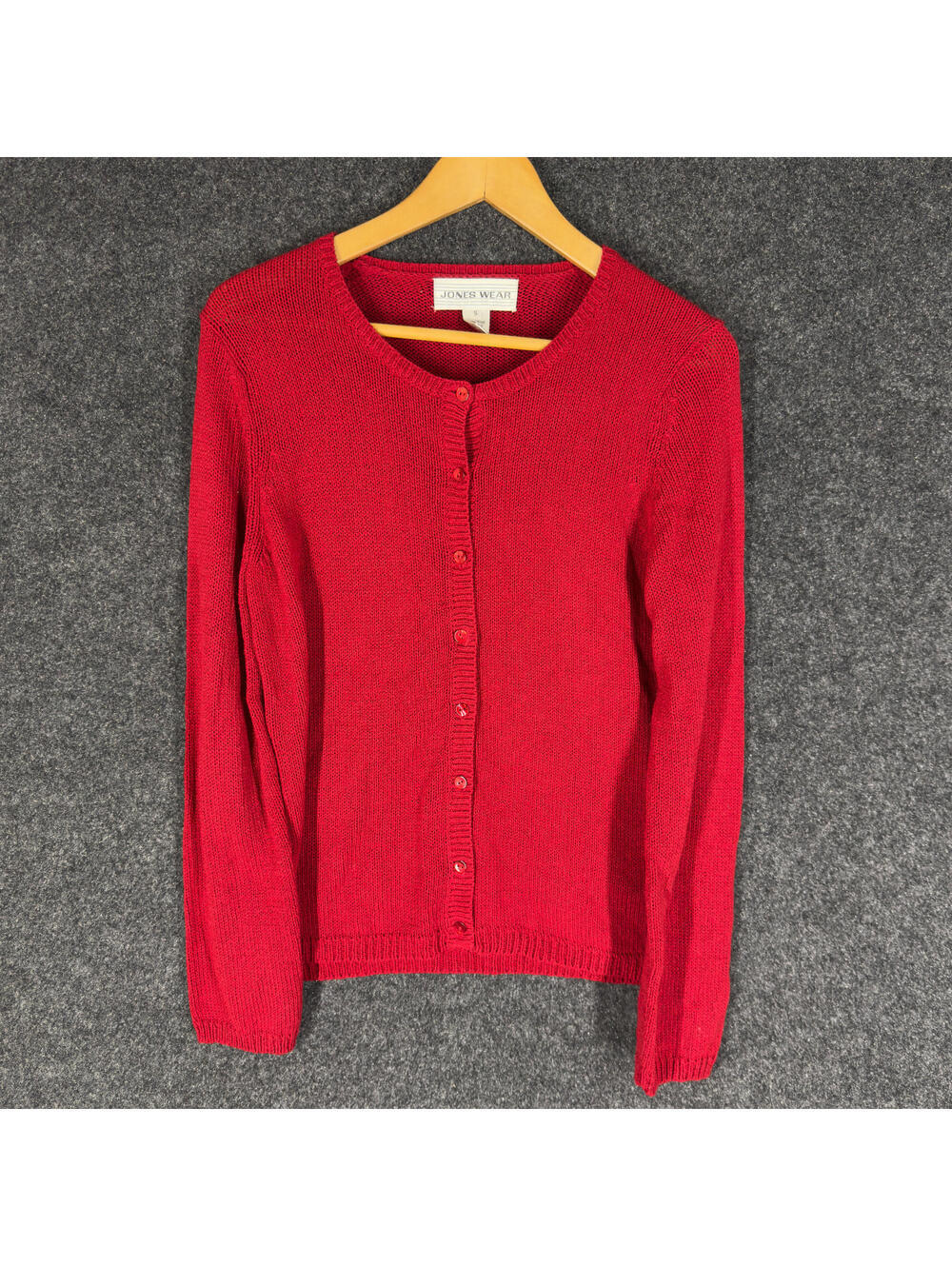 Jones Wear Cardigan Women S Small Red Button Up Long Sleeve Knit Acrylic Casual